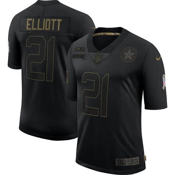 Men's Dallas Cowboys #21 Ezekiel Elliott Black 2020 Salute To Service Limited Stitched Jersey